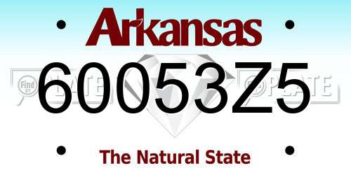 60053Z5 Arkansas License Plate