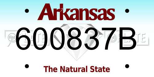 600837B Arkansas License Plate