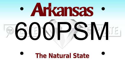 600PSM Arkansas License Plate