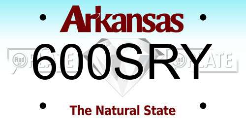 600SRY Arkansas License Plate