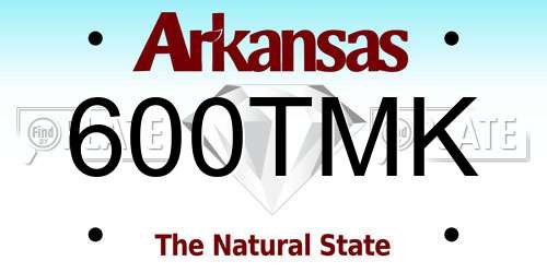 600TMK Arkansas License Plate