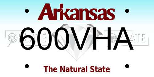 600VHA Arkansas License Plate
