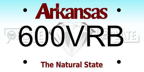 600VRB Arkansas License Plate