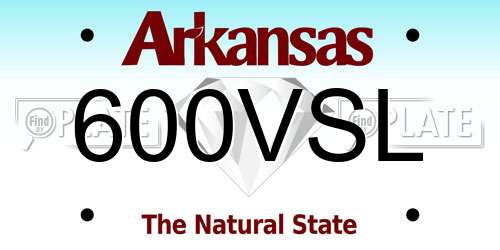 600VSL Arkansas License Plate