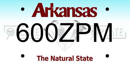 600ZPM Arkansas License Plate