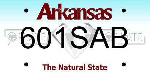601SAB Arkansas License Plate