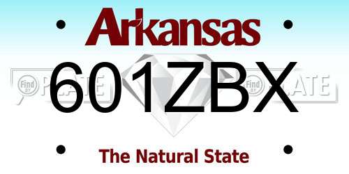 601ZBX Arkansas License Plate