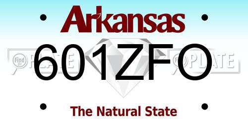 601ZFO Arkansas License Plate