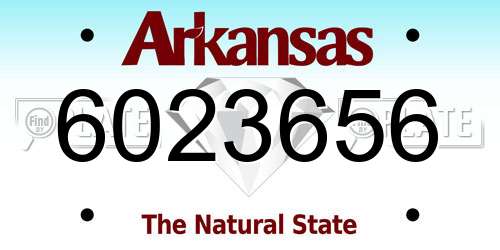 6023656 Arkansas License Plate