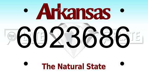 6023686 Arkansas License Plate