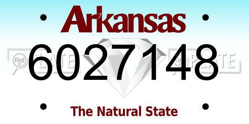 6027148 Arkansas License Plate