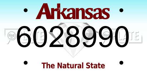 6028990 Arkansas License Plate