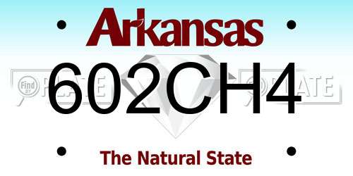 602CH4 Arkansas License Plate