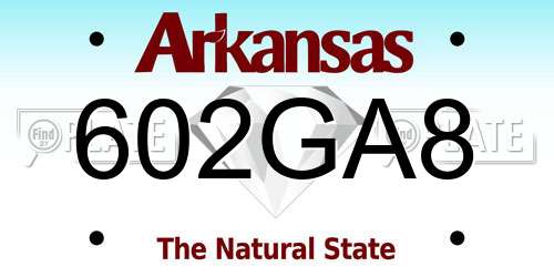 602GA8 Arkansas License Plate