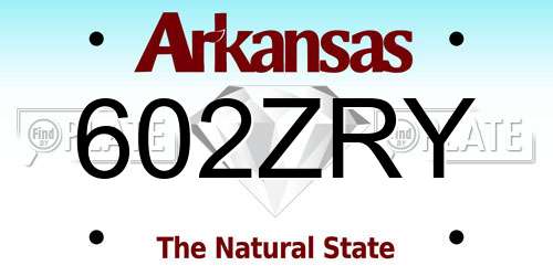 602ZRY Arkansas License Plate