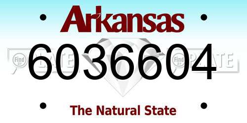 6036604 Arkansas License Plate