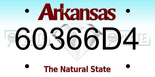 60366D4 Arkansas License Plate