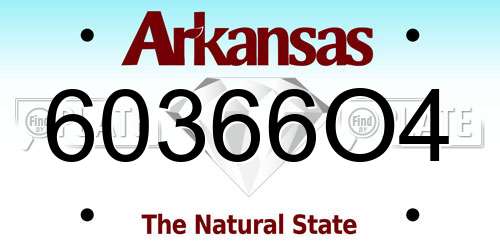 60366O4 Arkansas License Plate
