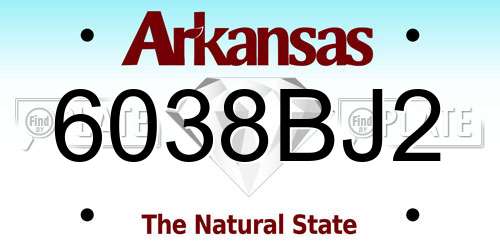 6038BJ2 Arkansas License Plate