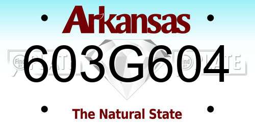 603G604 Arkansas License Plate