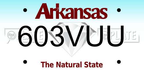 603VUU Arkansas License Plate