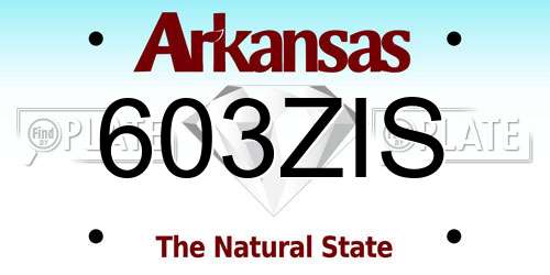 603ZIS Arkansas License Plate