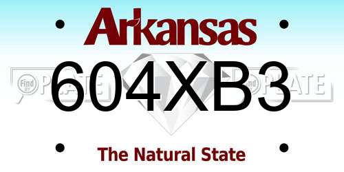 604XB3 Arkansas License Plate