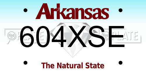 604XSE Arkansas License Plate