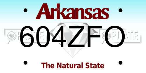604ZFO Arkansas License Plate