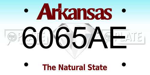 6065AE Arkansas License Plate