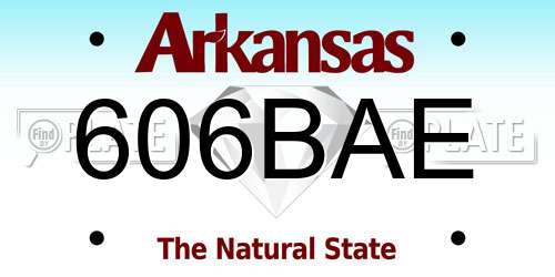606BAE Arkansas License Plate