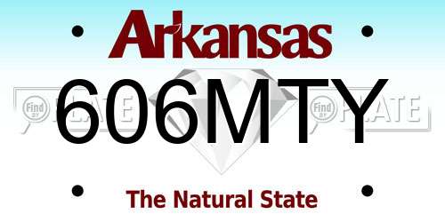 606MTY Arkansas License Plate