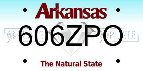 606ZPO Arkansas License Plate