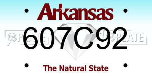 607C92 Arkansas License Plate