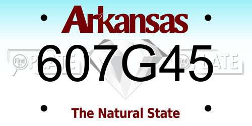 607G45 Arkansas License Plate