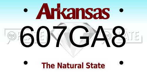 607GA8 Arkansas License Plate