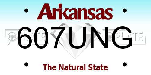 607UNG Arkansas License Plate