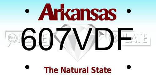 607VDF Arkansas License Plate