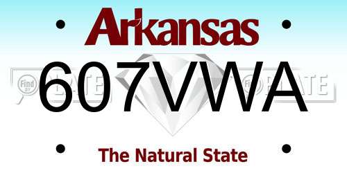 607VWA Arkansas License Plate