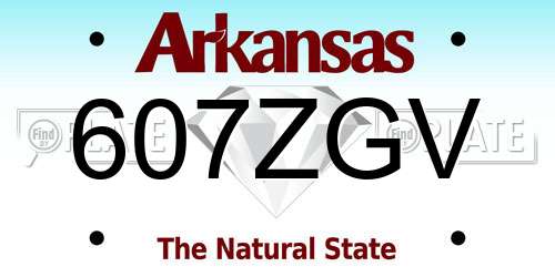 607ZGV Arkansas License Plate