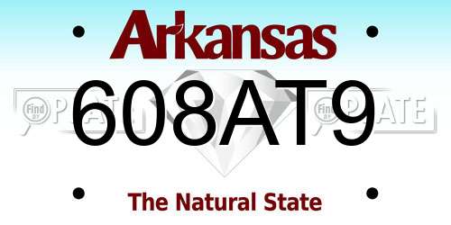 608AT9 Arkansas License Plate
