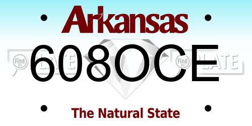 608OCE Arkansas License Plate