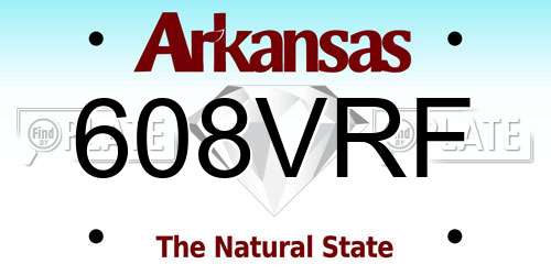608VRF Arkansas License Plate