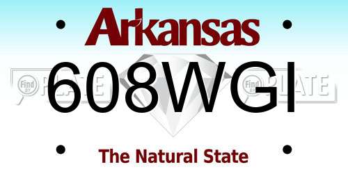 608WGI Arkansas License Plate