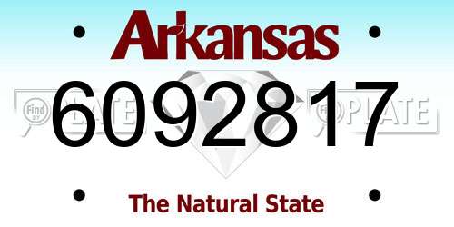 6092817 Arkansas License Plate