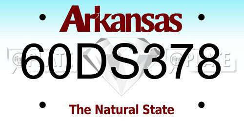 60DS378 Arkansas License Plate