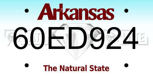 60ED924 Arkansas License Plate