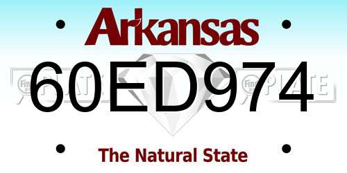 60ED974 Arkansas License Plate