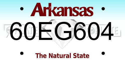 60EG604 Arkansas License Plate