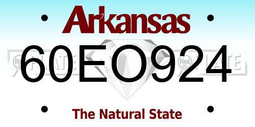 60EO924 Arkansas License Plate